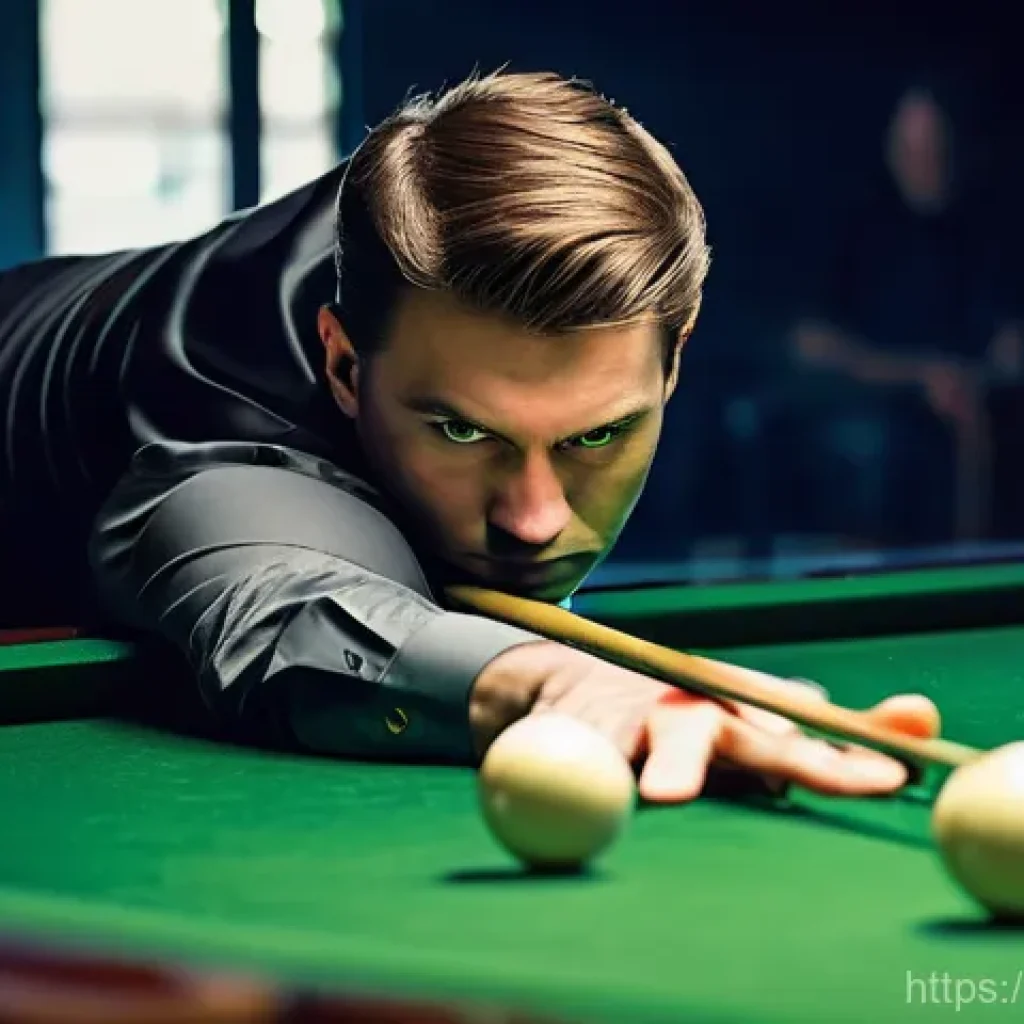 3쿠션 당구 기술 가이드 - **Prompt:** A focused male billiards player, mid-shot, demonstrating perfect posture and a relaxed, ...
