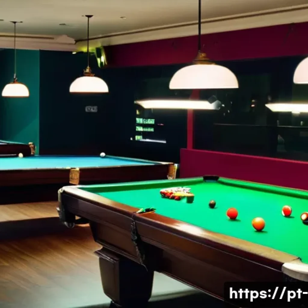 인천 당구장 추천 - **Prompt:** A lively and modern Korean billiard hall in Incheon at night, bustling with young adults...