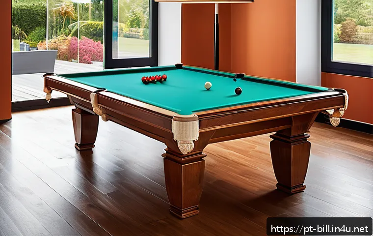 당구 테이블 커버 필요성 - A high-quality snooker table covered with a sleek, waterproof PVC and cotton-lined cover in a modern...