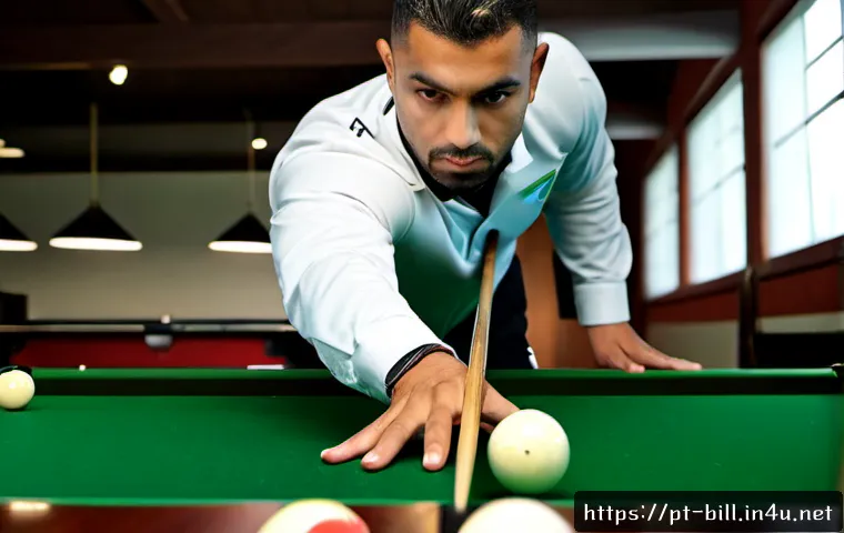 당구 스포츠 과학 - Photorealistic sports science study of a Brazilian billiards player practicing a precise cue strike,...